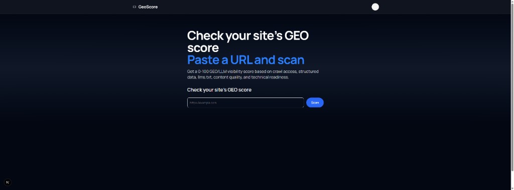 GeoScore — GEO & LLM visibility checker